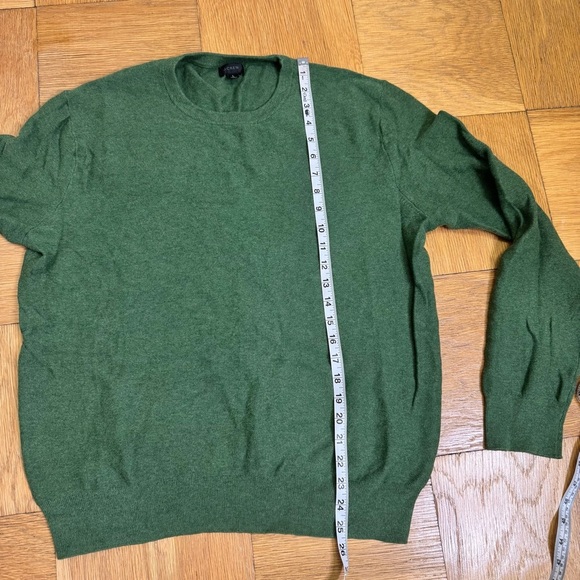 J.Crew Men’s Large Green Cotton Crewneck Sweater Pullover Garter Stitch - Picture 5 of 6